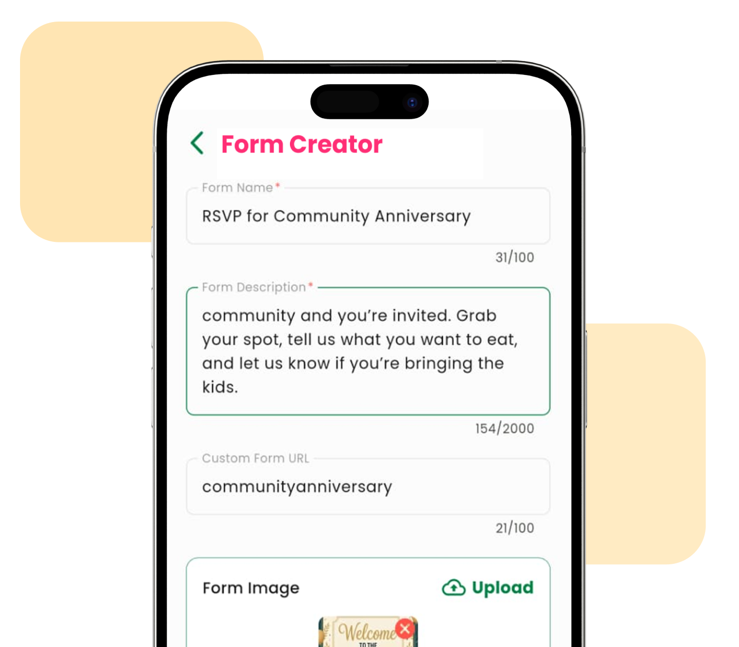 Community events interface
